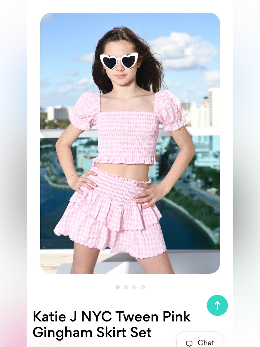 NWOT! Katie J NYC Pink Gingham Tiered Skirt - Kids! Size Small 7/8! Gorgeous!